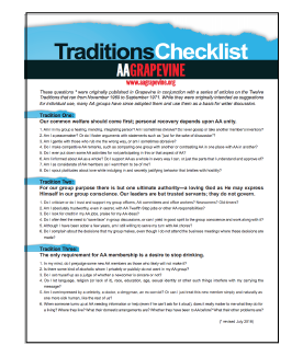 Traditions Checklist